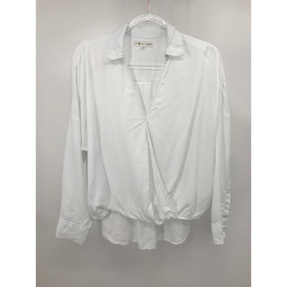 Lou & Grey for LOFT Light Blue Hi Lo Bubble Hem Popover Top Size M - Picture 1 of 5